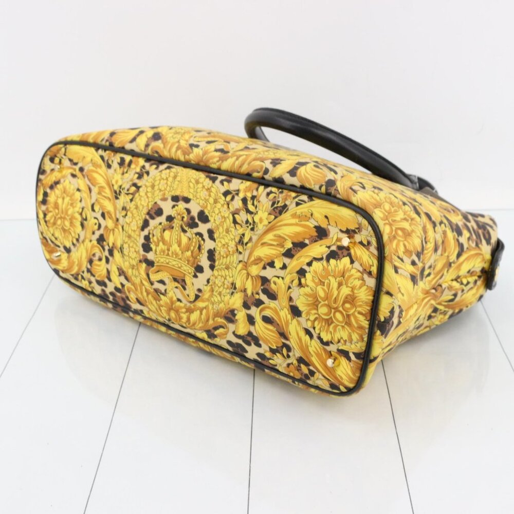 Versace Black and Gold Baroque Leopard Satchel - Picture 4 of 9